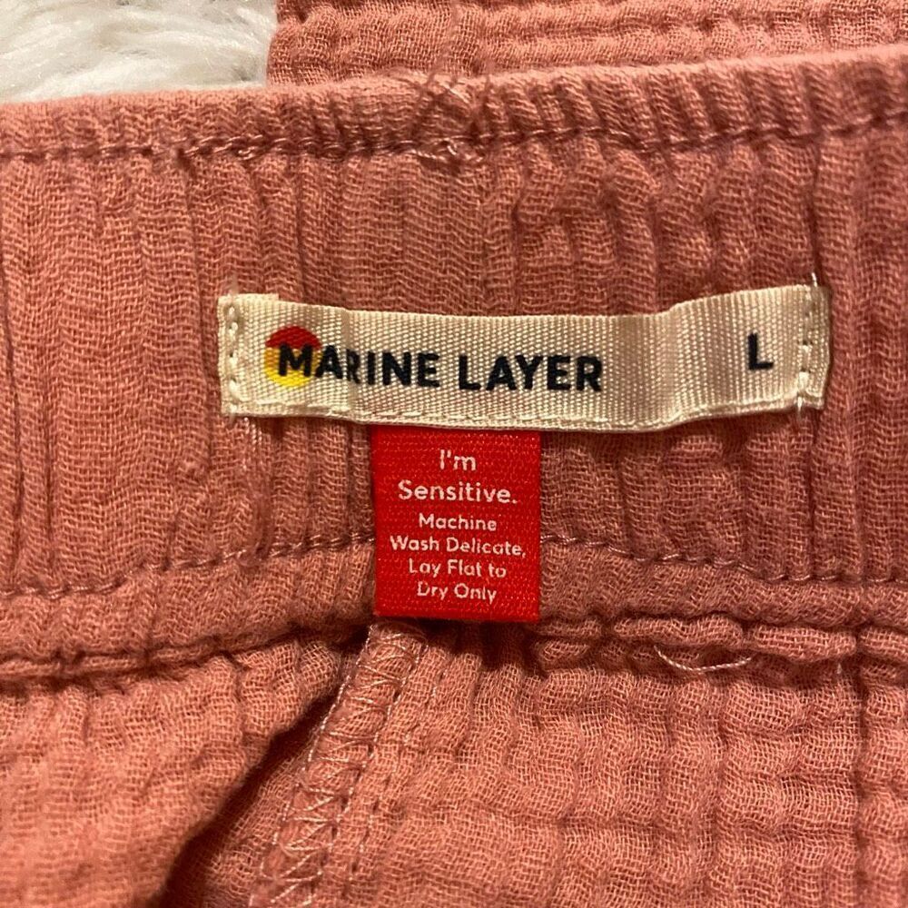Marine Layer Paula Easy Tapered Cropped Pants in Pink Large - Picture 6 of 8